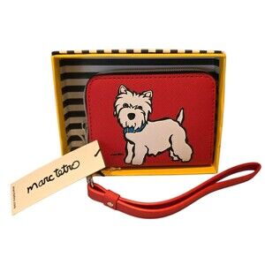 Marc Tetro Westie Dog Wristlet Wallet Red Zippered Coin Purse Card Wallet NEW